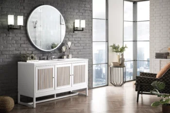 Athens 60" Single Vanity, Glossy White w/ 3 CM White Zeus Quartz Top - Image 5