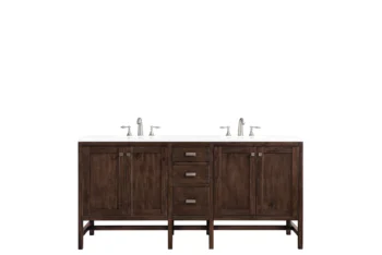 Addison 72" Double Vanity, Mid-Century Acacia w/ 3 CM White Zeus Quartz Top