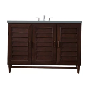 Portland 48″ Single Vanity, Burnished Mahogany w/ 3 CM Cala Blue Quartz Top