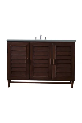 Portland 48" Single Vanity, Burnished Mahogany w/ 3 CM Cala Blue Quartz Top