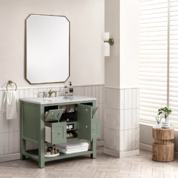 Breckenridge 36" Single Vanity, Smokey Celadon w/ 3 CM Arctic Fall Top - Image 3