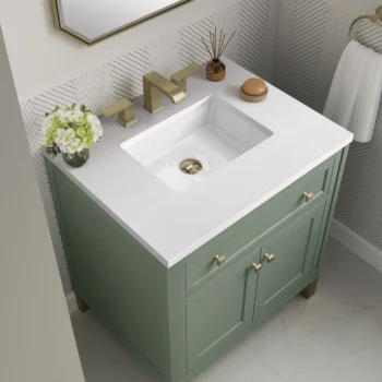 Chicago 30" Single Vanity, Smokey Celadon w/ 3 CM White Zeus Top - Image 5