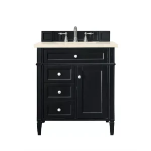 Brittany 30″ Single Vanity, Black Onyx, w/ 3 CM Eternal Marfil Quartz Top