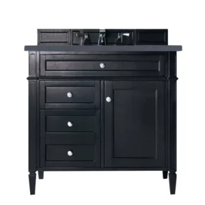 Brittany 36″ Single Vanity, Black Onyx w/ 3 CM Charcoal Soapstone Quartz Top