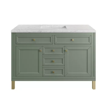 Chicago 48" Single Vanity, Smokey Celadon w/ 3 CM Eternal Jasmine Pearl Top - Image 2