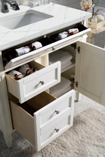 Brittany 36" Single Vanity, Bright White w/ 3 CM Ethereal Noctis Quartz Top - Image 4