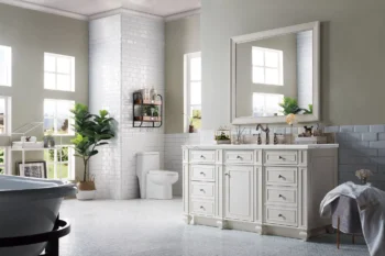 Bristol 60" Single Vanity, Bright White w/ 3 CM Ethereal Noctis Quartz Top - Image 3