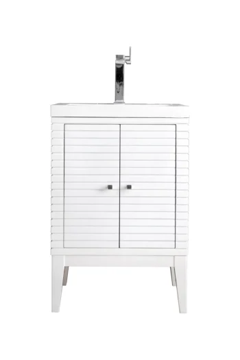 Linden 24" Single Vanity, Glossy White w/ White Glossy Composite Stone Top