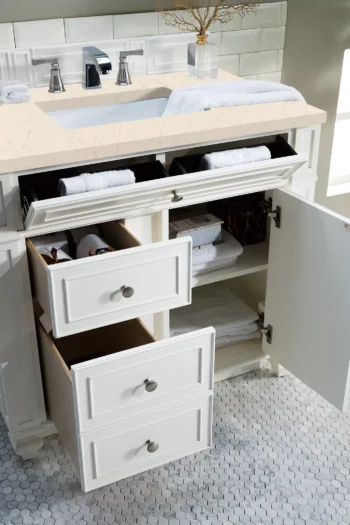 Bristol 36" Single Vanity, Bright White w/ 3 CM Eternal Marfil Quartz Top - Image 4