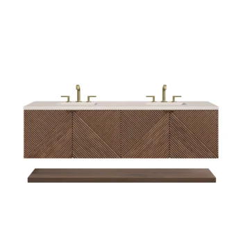 Marcello 72" Double Vanity, Chestnut w/ 3 CM Eternal Marfil Top - Image 2