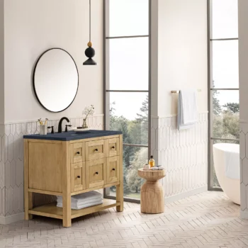 Breckenridge 36" Single Vanity, Light Natural Oak w/ 3 CM Charcoal Soapstone Top - Image 3