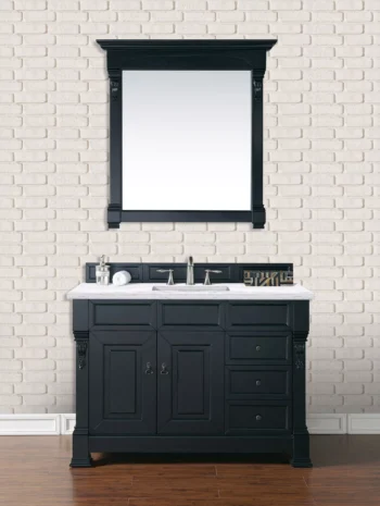 Brookfield 48" Single Vanity, Antique Black w/ 3 CM Arctic Fall Solid Surface Top - Image 2