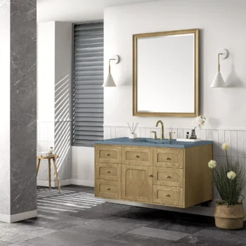 Laurent 48" Single Vanity, Light Natural Oak w/ 3 CM Carrara Marble Top - Image 6