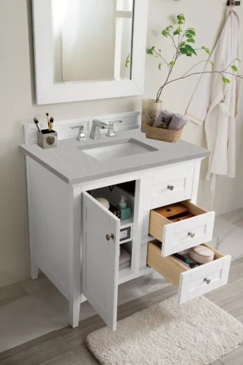 Palisades 36" Single Vanity, Bright White w/ 3 CM Eternal Serena Quartz Top - Image 4