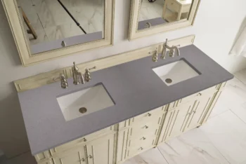 Bristol 72" Double Vanity, Vintage Vanilla w/ 3 CM Grey Expo Quartz Top - Image 2