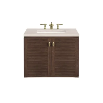 Amberly 30" Single Vanity, Mid-Century Walnut w/ 3 CM Eternal Marfil Top - Image 2