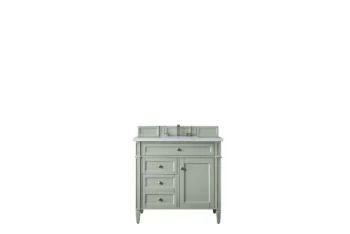Brittany 36" Single Vanity, Sage Green w/ 3 CM Arctic Fall Solid Surface Top