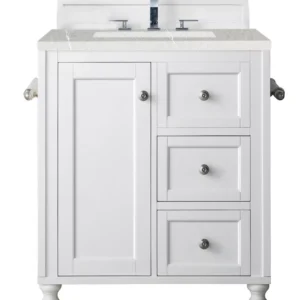 Copper Cove Encore 30″ Single Vanity, Bright White w/ 3 CM Eternal Serena Quartz Top