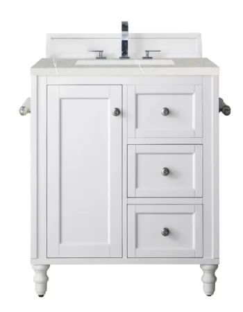 Copper Cove Encore 30" Single Vanity, Bright White w/ 3 CM Eternal Serena Quartz Top