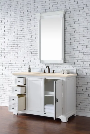 Providence 48" Single Vanity, Bright White w/ 3 CM Eternal Marfil Top - Image 4