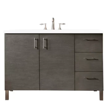 Metropolitan 48" Single Vanity, Silver Oak w/ 3 CM White Zeus Quartz Top