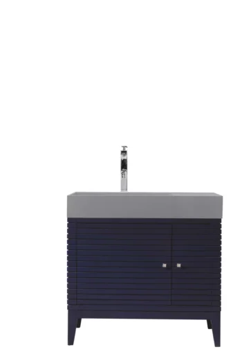 Linear 36" Single Vanity, Victory Blue w/ Dusk Grey Glossy Composite Stone Top