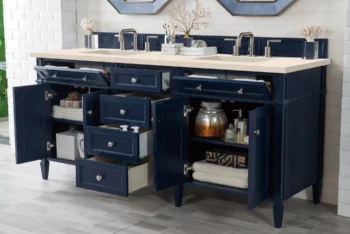 Brittany 72" Double Vanity, Victory Blue w/ 3 CM Eternal Marfil Quartz Top - Image 4