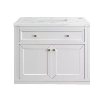 Chicago 36" Single Vanity, Glossy White w/ 3 CM Ethereal Noctis Top