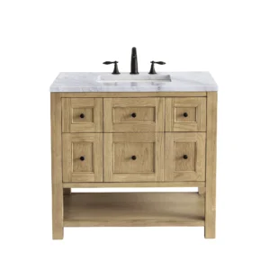 Breckenridge 36″ Single Vanity, Light Natural Oak w/ 3 CM Carrara Marble Top