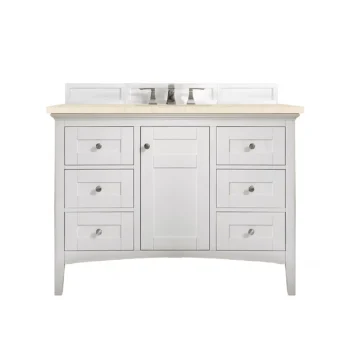 Palisades 48" Single Vanity, Bright White w/ 3 CM Eternal Marfil Quartz Top