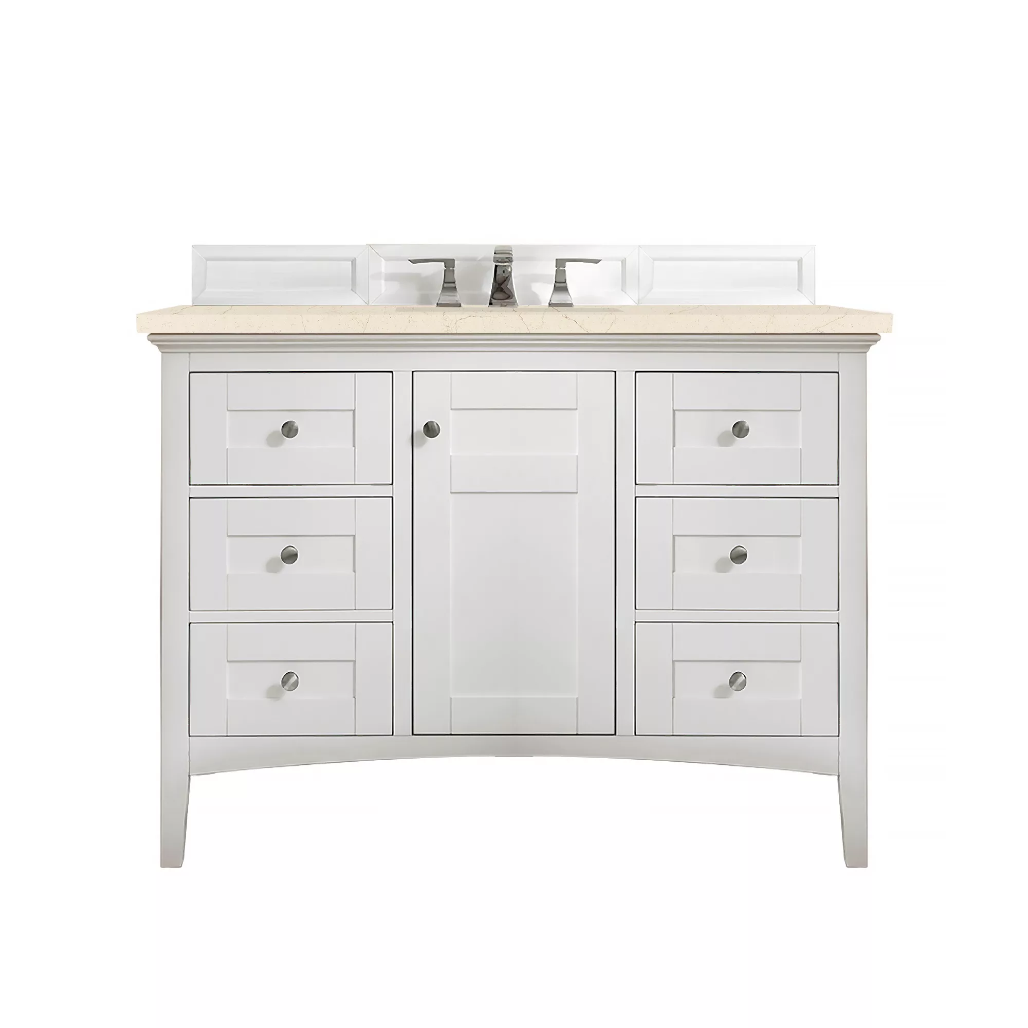 Palisades 48" Single Vanity, Bright White w/ 3 CM Eternal Marfil Quartz Top