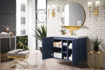 Alicante 39.5" Single Vanity, Azure Blue w/ White Glossy Composite Stone Top - Image 4