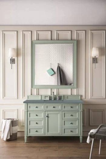 Brittany 48" Single Vanity, Sage Green w/ 3 CM Cala Blue Quartz Top - Image 2