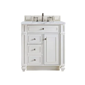 Bristol 30" Single Vanity, Bright White w/ 3 CM Carrara Marble Top