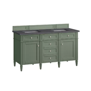 Brittany 60" Double Vanity, Smokey Celadon w/ 3 CM Charcoal Soapstone Top - Image 5