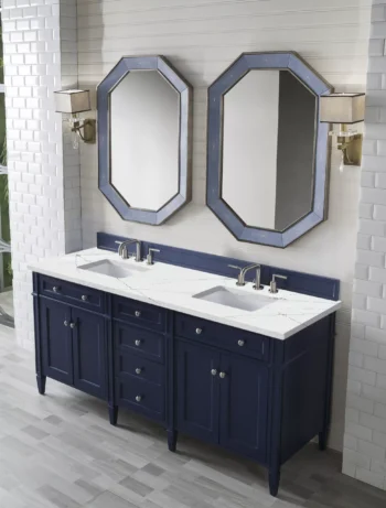 Brittany 72" Double Vanity, Victory Blue w/ 3 CM Ethereal Noctis Quartz Top - Image 3