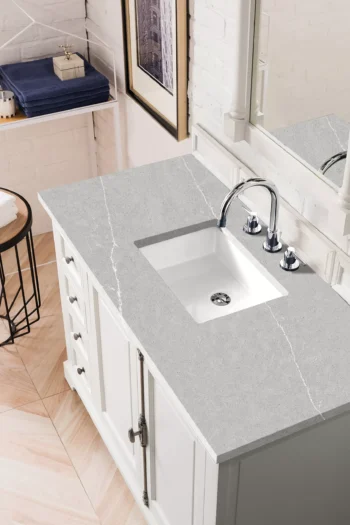 Providence 48" Single Vanity, Bright White w/ 3 CM Eternal Serena Top - Image 3
