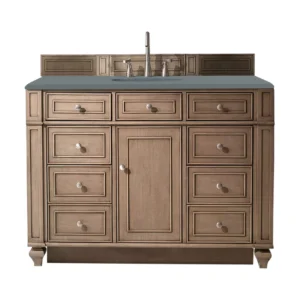 Bristol 48″ Single Vanity, Whitewashed Walnut w/ 3 CM Cala Blue Quartz Top