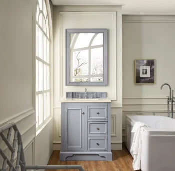 De Soto 30" Single Vanity, Silver Gray w/ 3 CM Eternal Marfil Quartz Top - Image 2