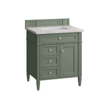 Brittany 30" Single Vanity, Smokey Celadon w/ 3 CM Eternal Jasmine Pearl Top - Image 6
