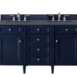 Brittany 60″ Double Vanity, Victory Blue w/ 3 CM Charcoal Soapstone Quartz Top
