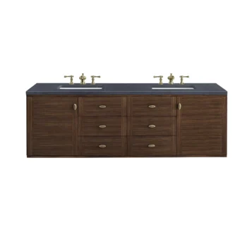 Amberly 72" Double Vanity, Mid-Century Walnut w/ 3 CM Charcoal Soapstone Top - Image 2
