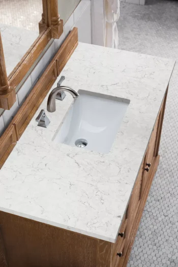 Savannah 48" Single Vanity, Driftwood w/ 3 CM Eternal Jasmine Pearl Quartz Top - Image 3