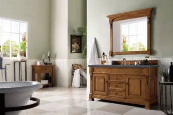 Brookfield 60" Single Vanity, Country Oak w/ 3 CM Charcoal Soapstone Quartz Top - Image 3