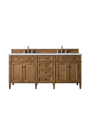 Brittany 72" Double Vanity, Saddle Brown w/ 3 CM Arctic Fall Solid Surface Top