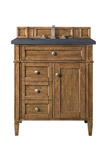 Brittany 30" Single Vanity, Saddle Brown, w/ 3 CM Charcoal Soapstone Quartz Top