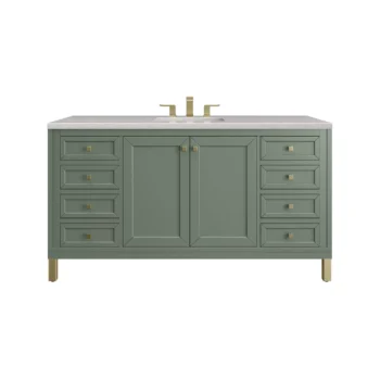 Chicago 60" Single Vanity, Smokey Celadon w/ 3 CM Eternal Serena Top - Image 2