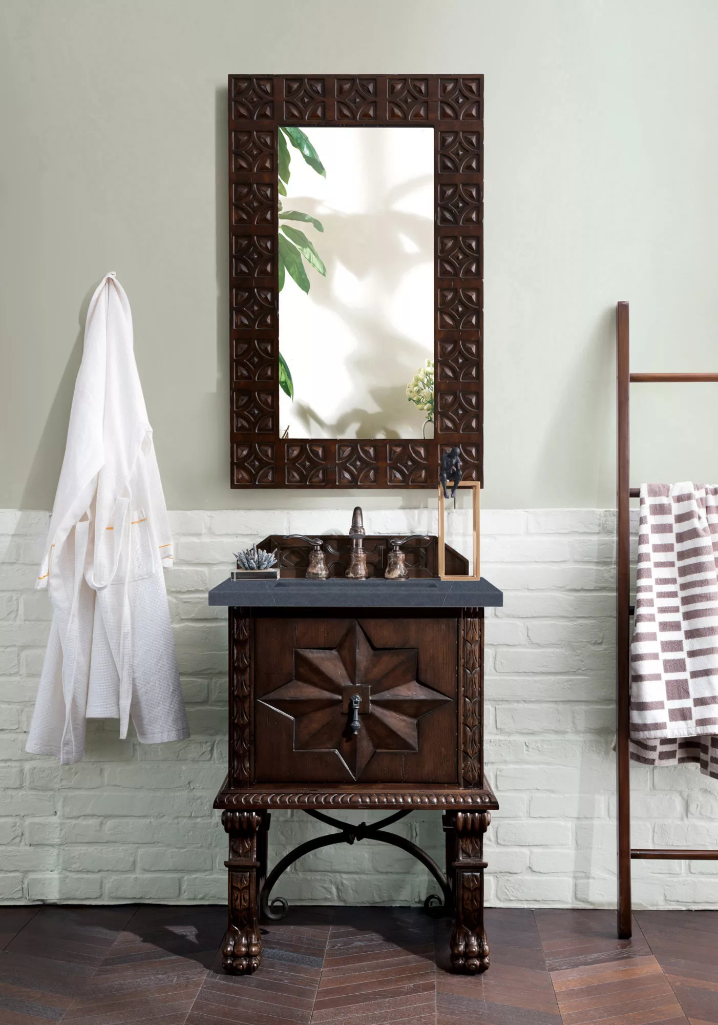Balmoral 26" Single Vanity, Antique Walnut w/ 3 CM Charcoal Soapstone Quartz Top - Image 2