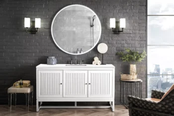Athens 60" Single Vanity, Glossy White w/ 3 CM White Zeus Quartz Top - Image 3