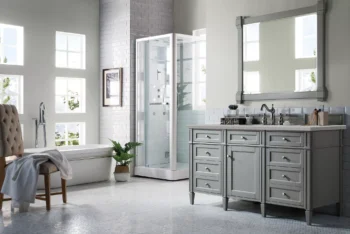 Brittany 60" Single Vanity, Urban Gray w/ 3 CM Eternal Serena Quartz Top - Image 3